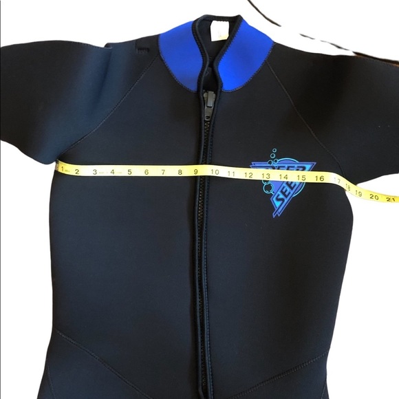Deep See Long Sleeve Asymmetrical Zip Shorts Wet Suit Adult Medium - Picture 10 of 11